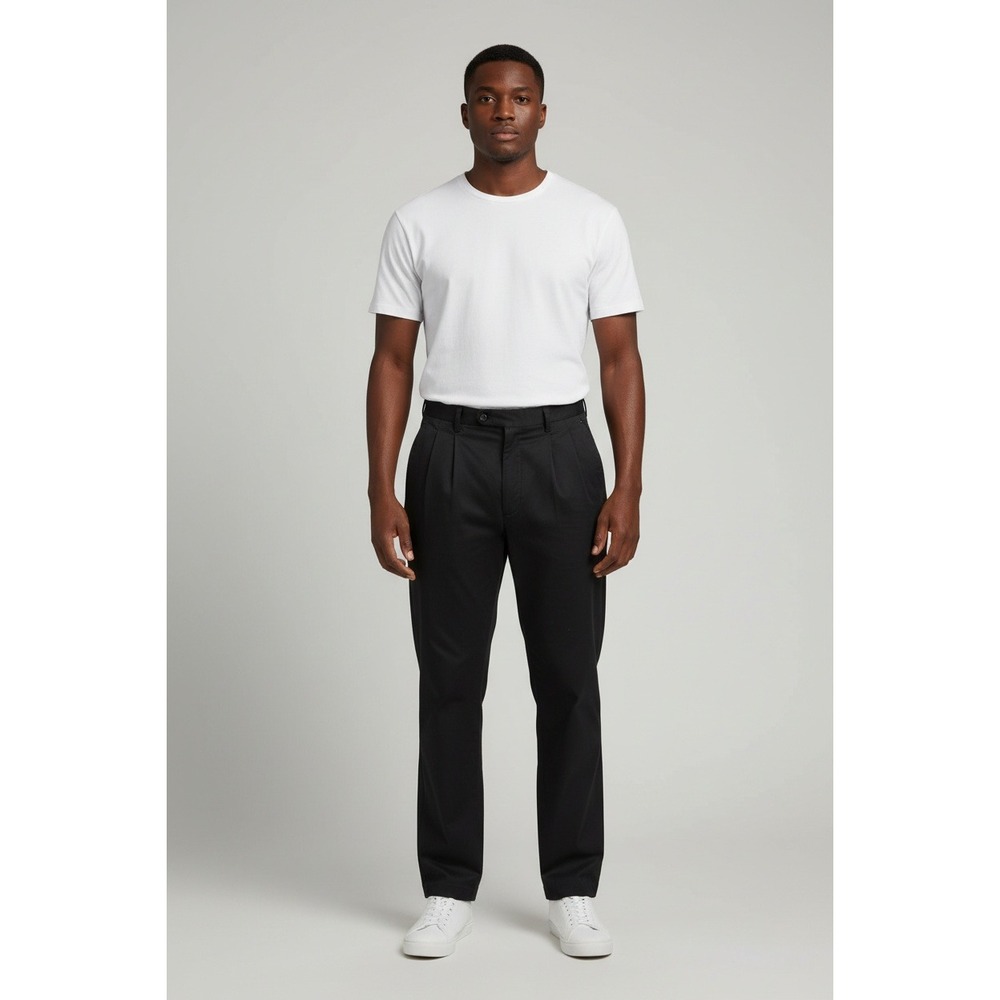 Dockers Trousers Mens 34x30 Black Excellent Pleated Straight Leg Chinos Recode